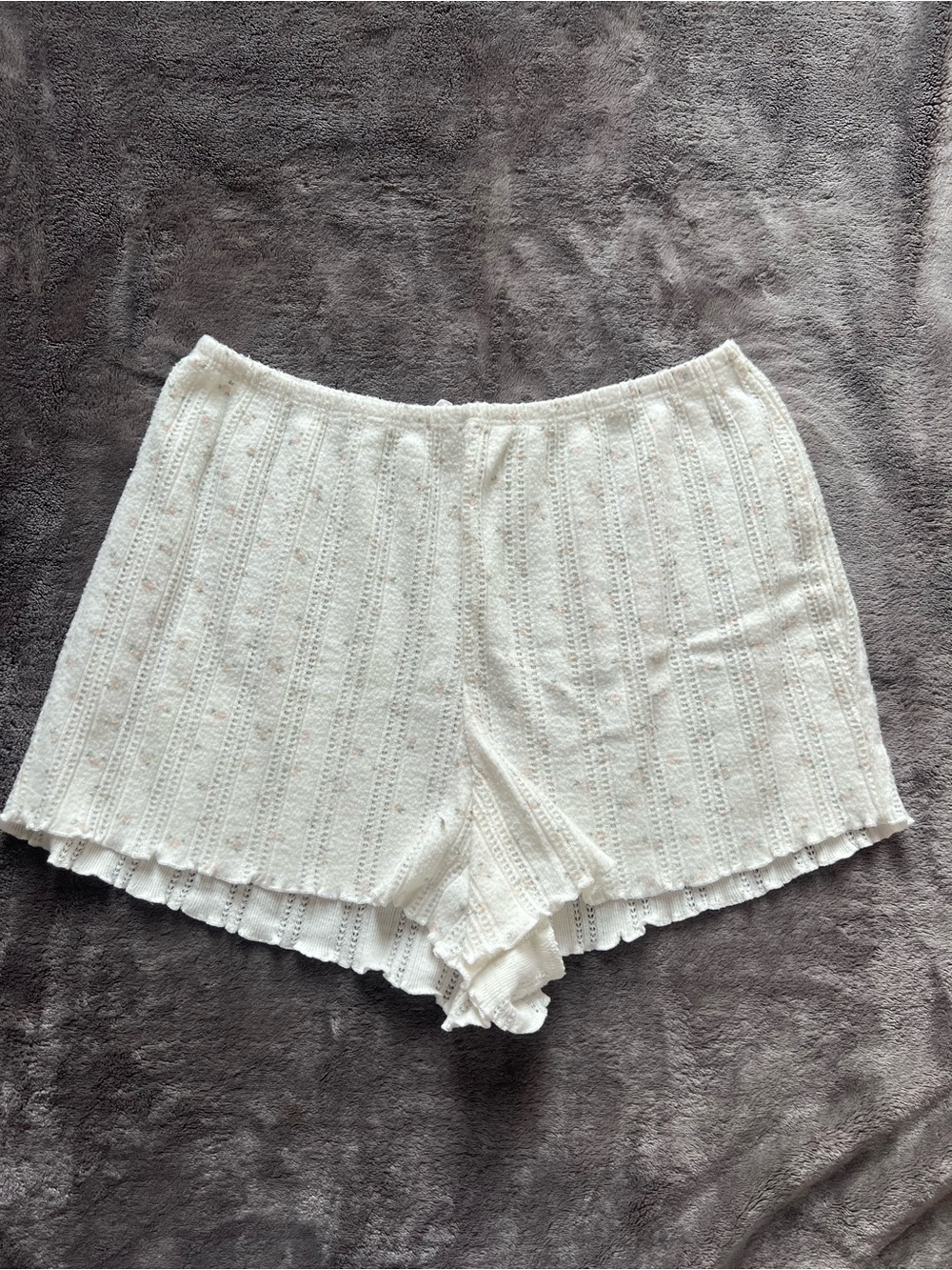 Pink Rose Cream Knit Lace-Trim Sleep Shorts